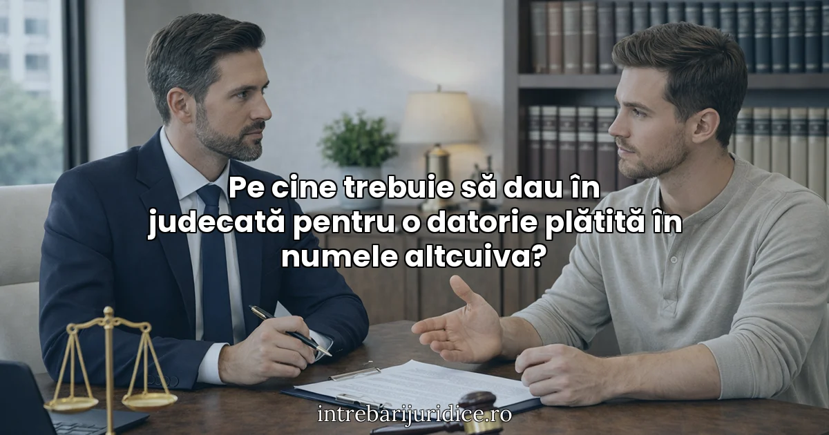 Pe cine trebuie să dau în judecată pentru o datorie plătită în numele altcuiva?