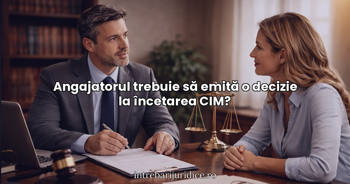 Angajatorul trebuie să emită o decizie la încetarea CIM?