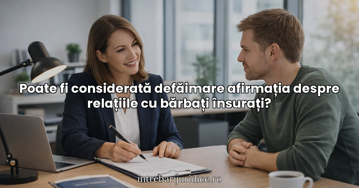 Poate fi considerată defăimare afirmația despre relațiile cu bărbați însurați?