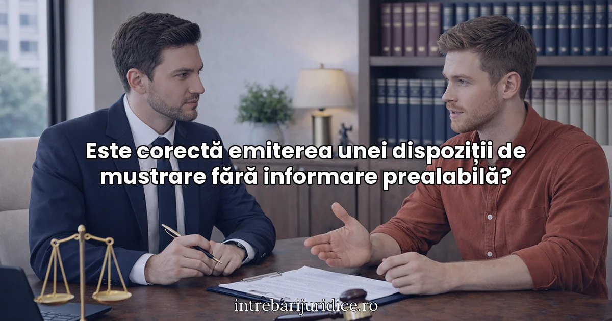 Este corectă emiterea unei dispoziții de mustrare fără informare prealabilă?