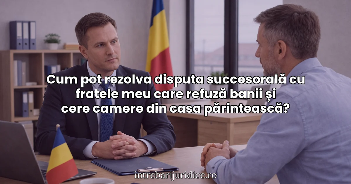 Cum pot rezolva disputa succesorală cu fratele meu care refuză banii și cere camere din casa părintească?