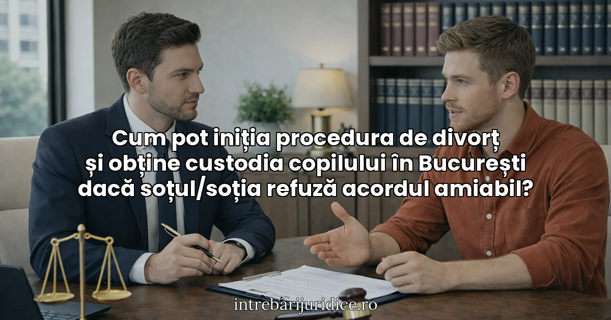 Cum pot iniția procedura de divorț și obține custodia copilului în București dacă soțul/soția refuză acordul amiabil?
