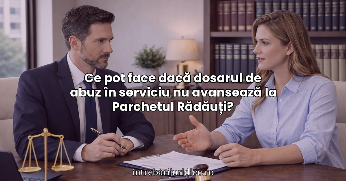 Ce pot face dacă dosarul de abuz în serviciu nu avansează la Parchetul Rădăuți?