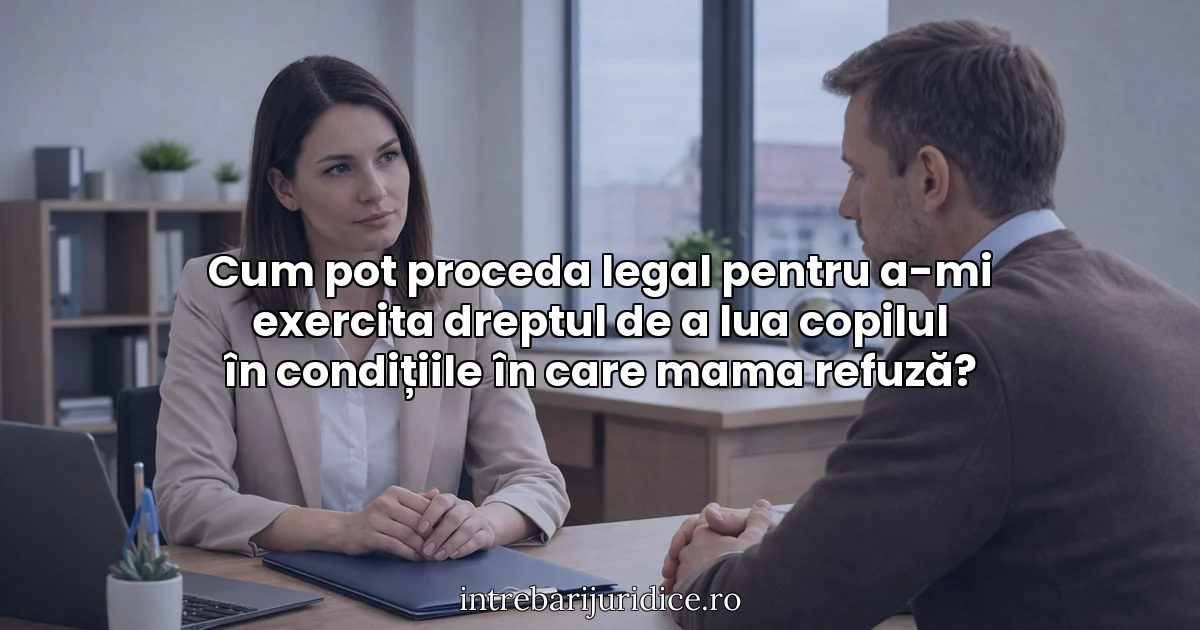 Cum pot proceda legal pentru a-mi exercita dreptul de a lua copilul în condițiile în care mama refuză?