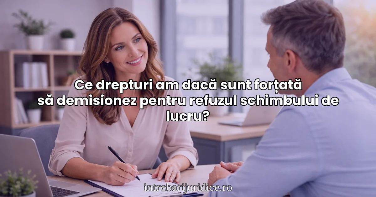 Ce drepturi am dacă sunt forțată să demisionez pentru refuzul schimbului de lucru?