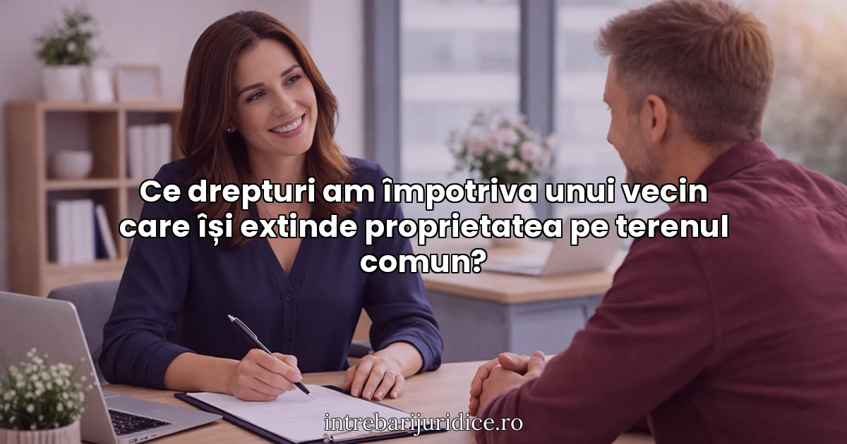 Ce drepturi am împotriva unui vecin care își extinde proprietatea pe terenul comun?
