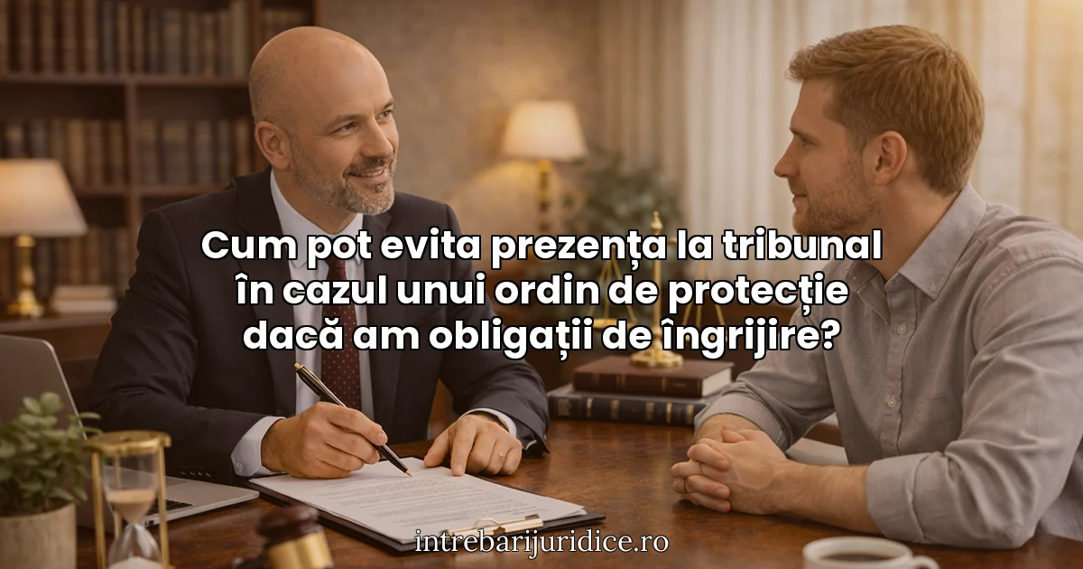 Cum pot evita prezența la tribunal în cazul unui ordin de protecție dacă am obligații de îngrijire?
