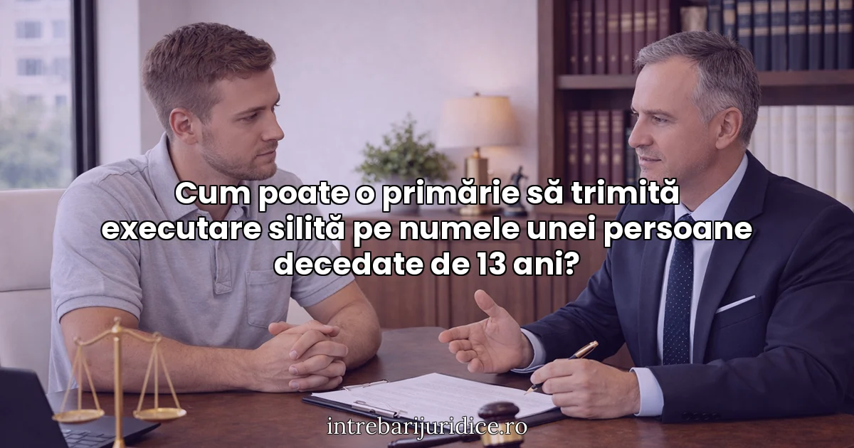 Cum poate o primărie să trimită executare silită pe numele unei persoane decedate de 13 ani?