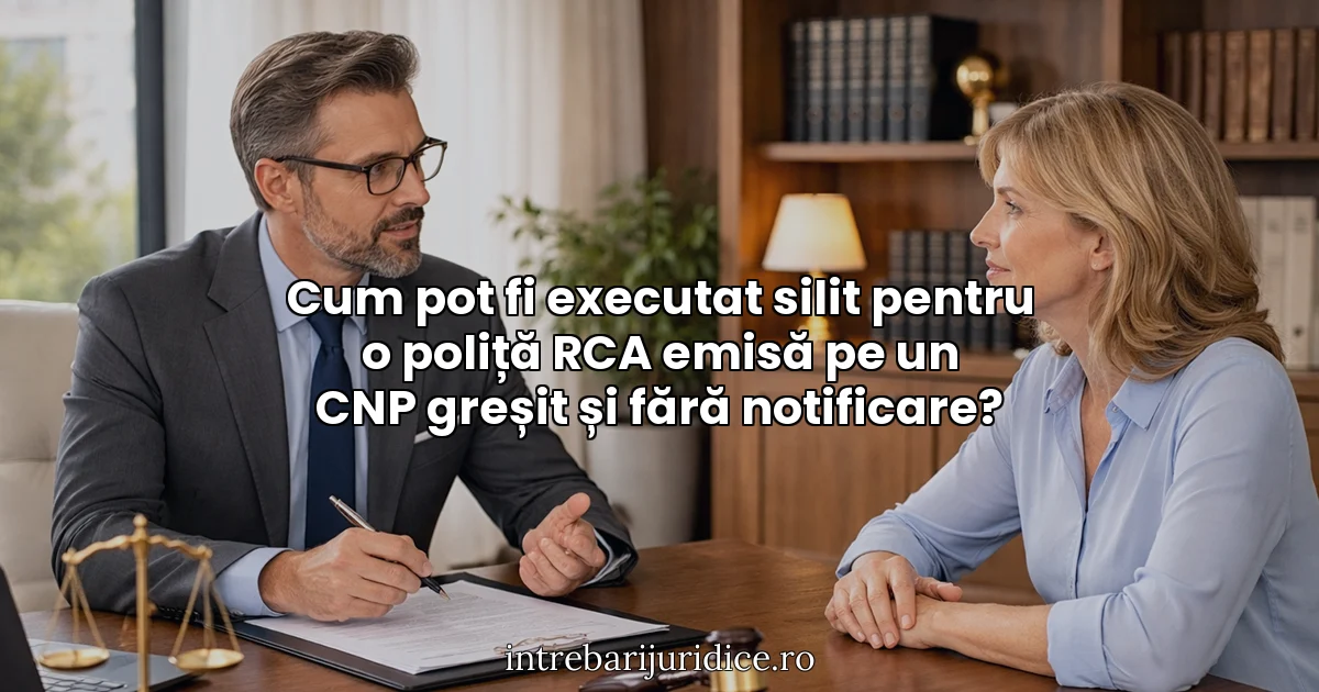 Cum pot fi executat silit pentru o poliță RCA emisă pe un CNP greșit și fără notificare?