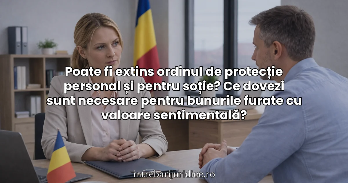 Poate fi extins ordinul de protecție personal și pentru soție? Ce dovezi sunt necesare pentru bunurile furate cu valoare sentimentală?