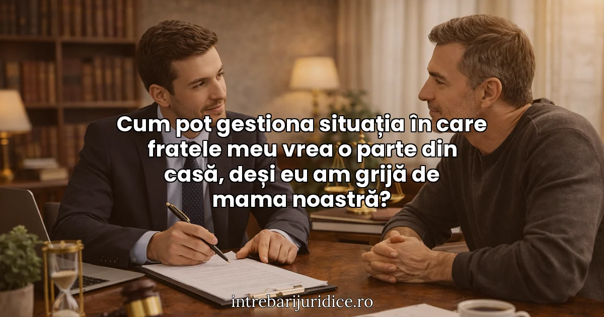 Cum pot gestiona situația în care fratele meu vrea o parte din casă, deși eu am grijă de mama noastră?