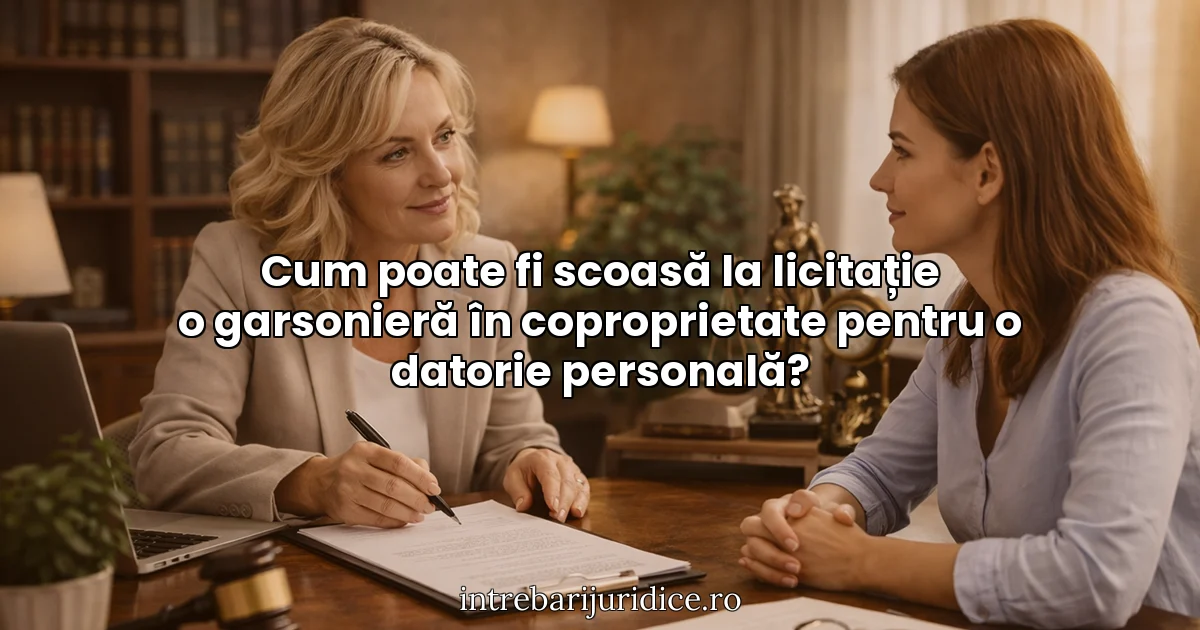 Cum poate fi scoasă la licitație o garsonieră în coproprietate pentru o datorie personală?