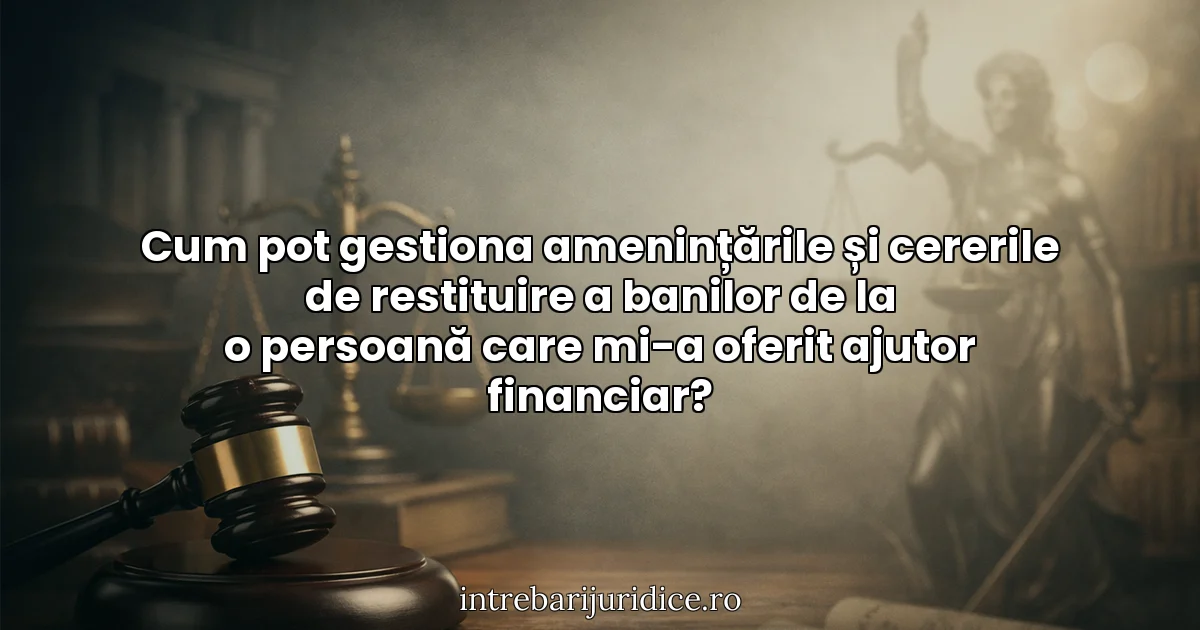 Cum pot gestiona amenințările și cererile de restituire a banilor de la o persoană care mi-a oferit ajutor financiar?