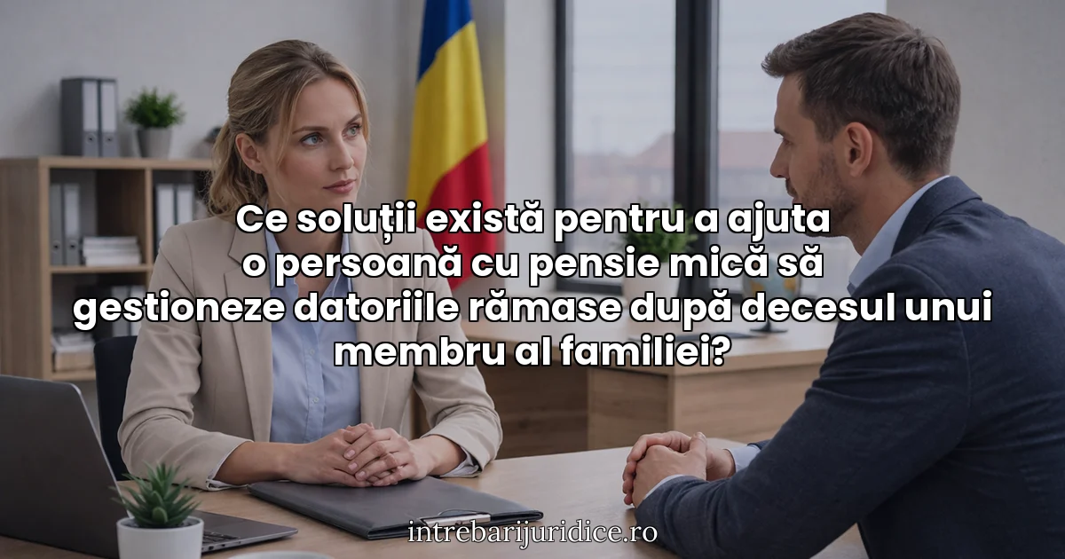Ce soluții există pentru a ajuta o persoană cu pensie mică să gestioneze datoriile rămase după decesul unui membru al familiei?