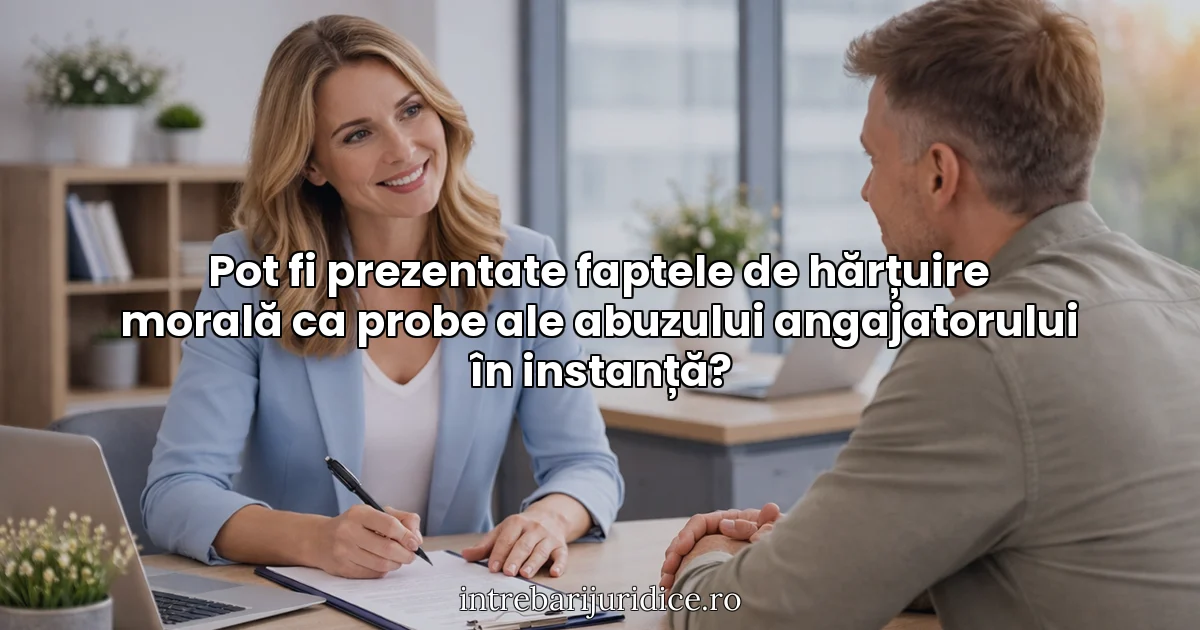 Pot fi prezentate faptele de hărțuire morală ca probe ale abuzului angajatorului în instanță?