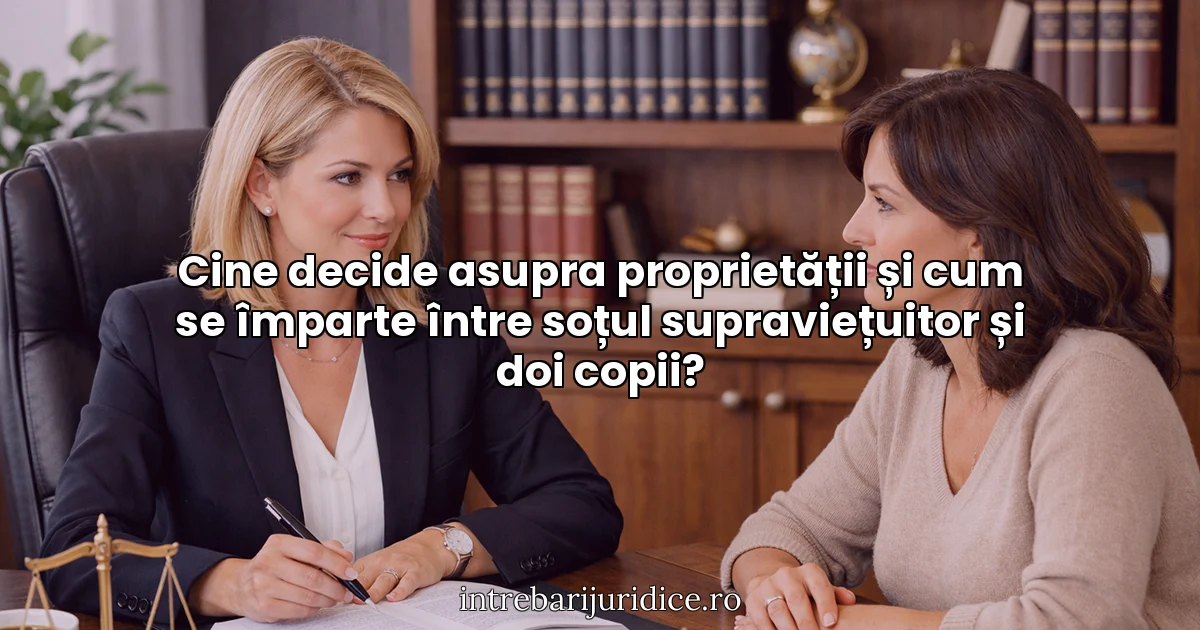 Cine decide asupra proprietății și cum se împarte între soțul supraviețuitor și doi copii?