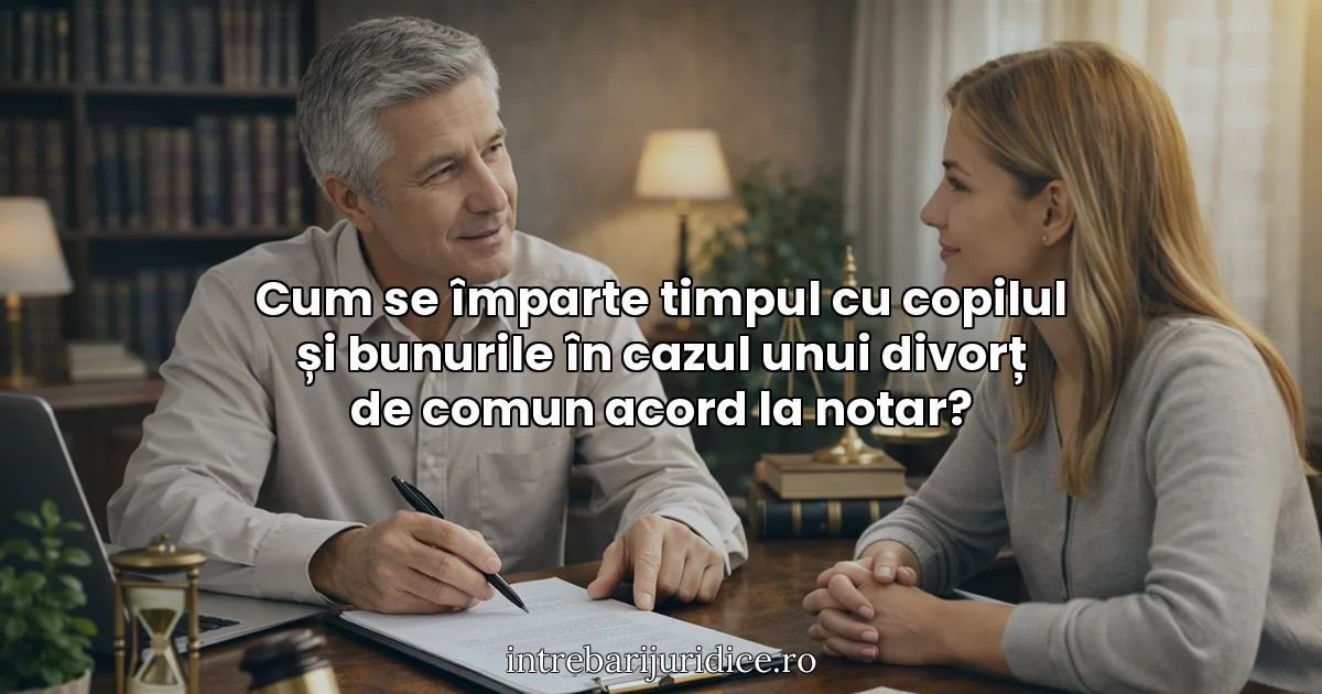 Cum se împarte timpul cu copilul și bunurile în cazul unui divorț de comun acord la notar?