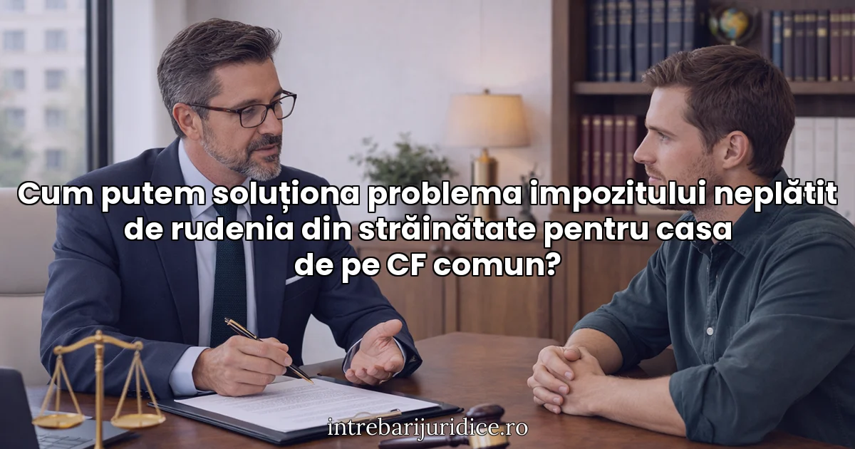 Cum putem soluționa problema impozitului neplătit de rudenia din străinătate pentru casa de pe CF comun?