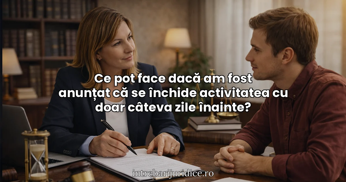 Ce pot face dacă am fost anunțat că se închide activitatea cu doar câteva zile înainte?