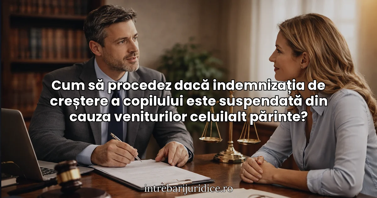 Cum să procedez dacă indemnizația de creștere a copilului este suspendată din cauza veniturilor celuilalt părinte?