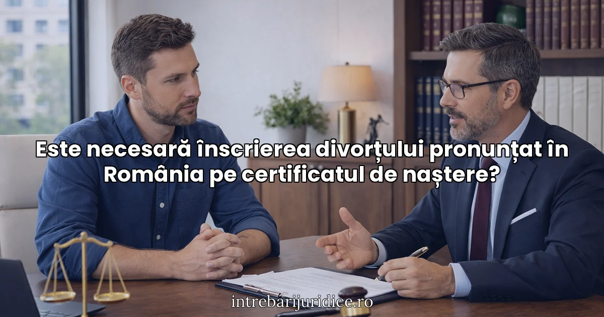 Este necesară înscrierea divorțului pronunțat în România pe certificatul de naștere?