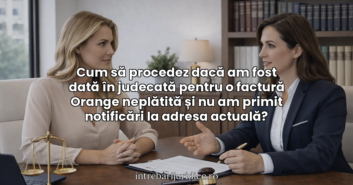 Cum să procedez dacă am fost dată în judecată pentru o factură Orange neplătită și nu am primit notificări la adresa actuală?
