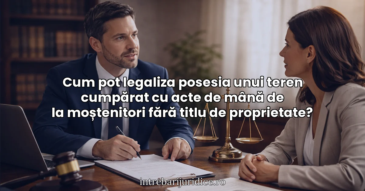 Cum pot legaliza posesia unui teren cumpărat cu acte de mână de la moștenitori fără titlu de proprietate?