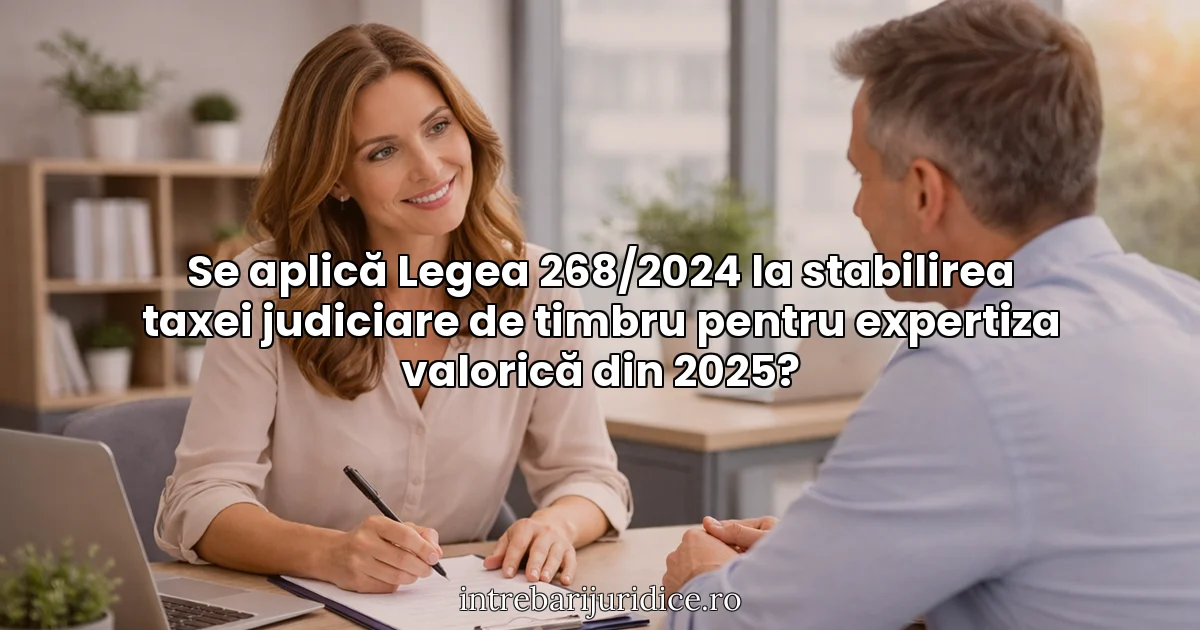 Se aplică Legea 268/2024 la stabilirea taxei judiciare de timbru pentru expertiza valorică din 2025?
