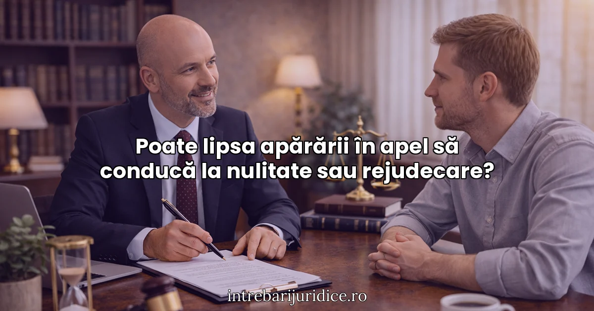 Poate lipsa apărării în apel să conducă la nulitate sau rejudecare?