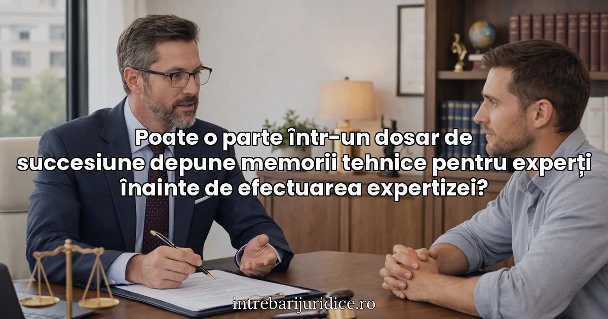 Poate o parte într-un dosar de succesiune depune memorii tehnice pentru experți înainte de efectuarea expertizei?