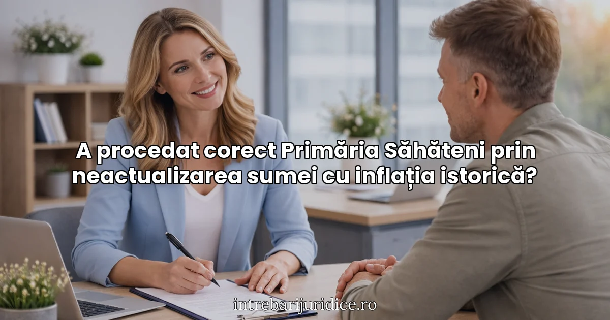 A procedat corect Primăria Săhăteni prin neactualizarea sumei cu inflația istorică?