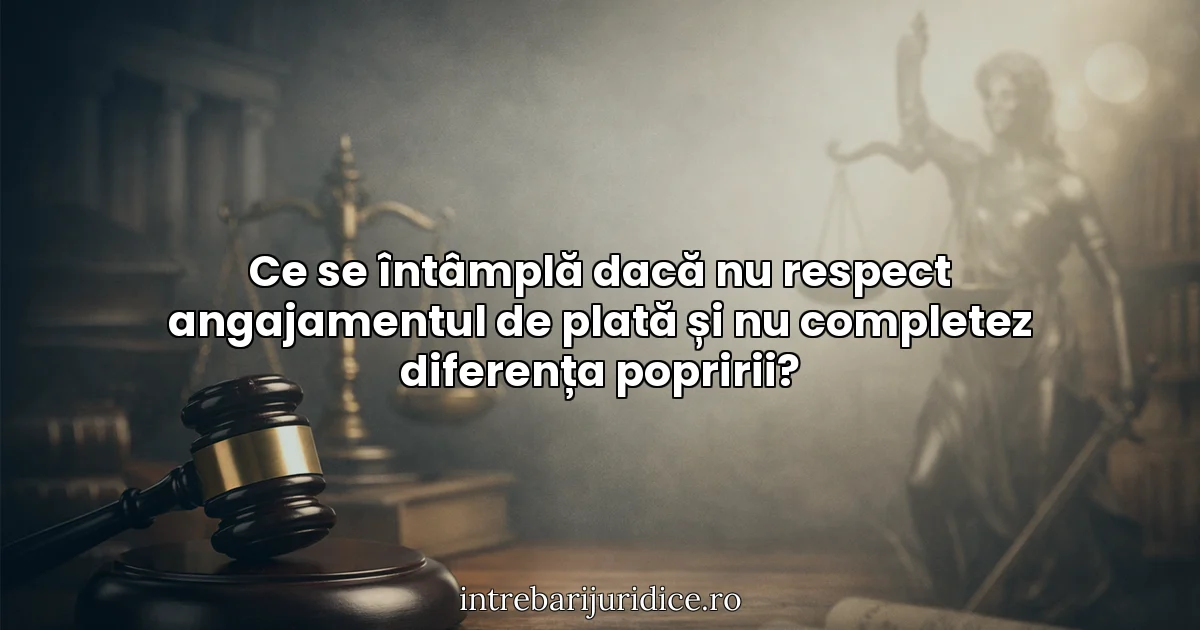 Ce se întâmplă dacă nu respect angajamentul de plată și nu completez diferența popririi?