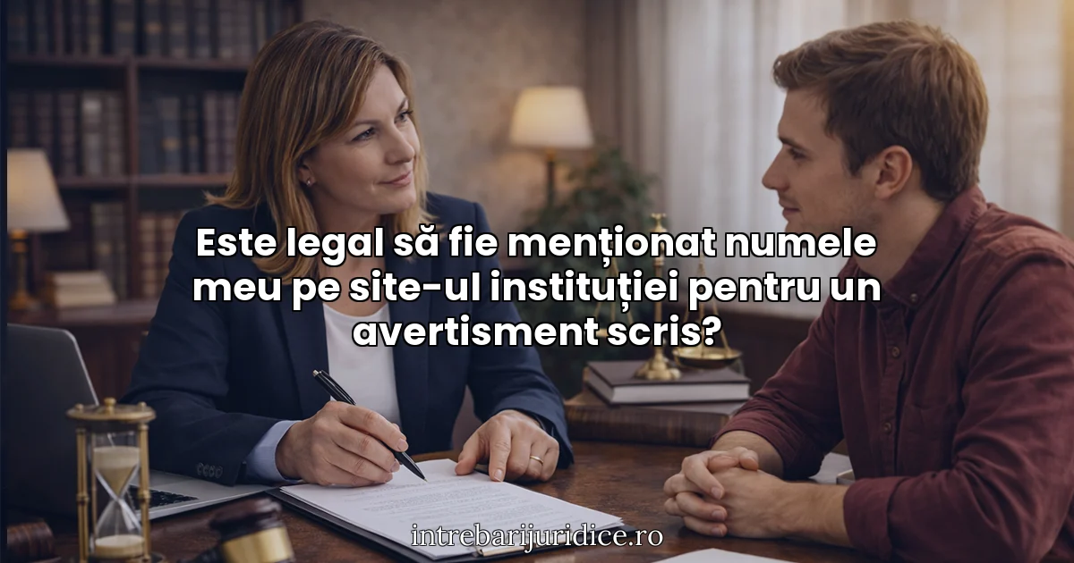 Este legal să fie menționat numele meu pe site-ul instituției pentru un avertisment scris?