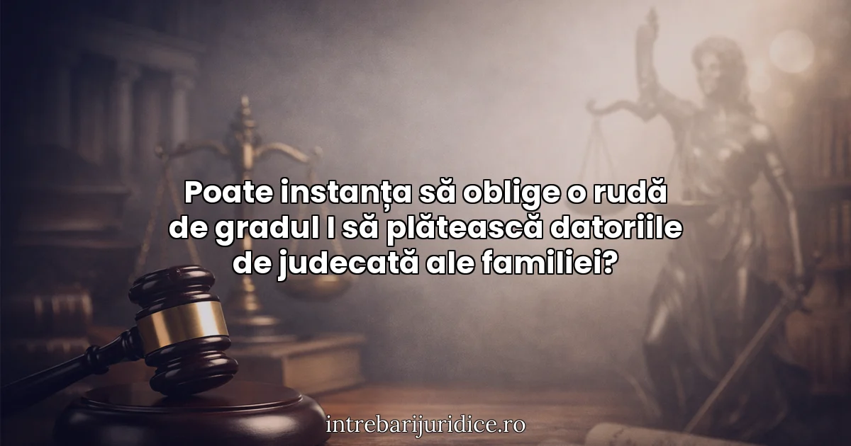 Poate instanța să oblige o rudă de gradul I să plătească datoriile de judecată ale familiei?