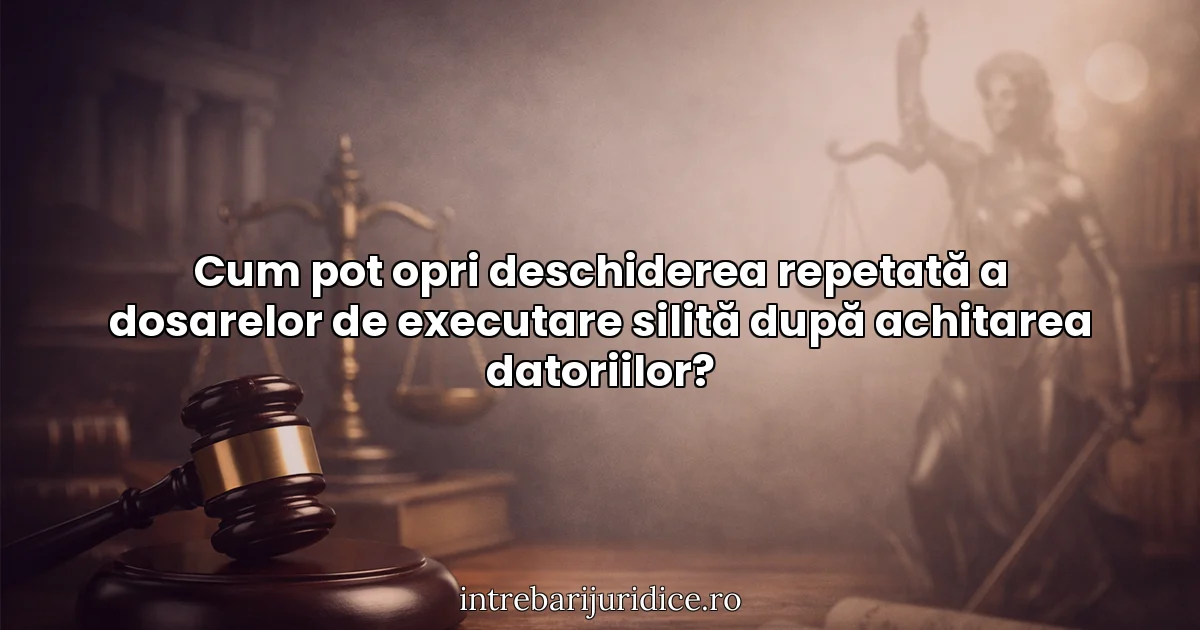 Cum pot opri deschiderea repetată a dosarelor de executare silită după achitarea datoriilor?