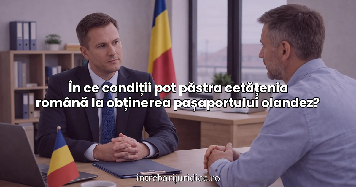 În ce condiții pot păstra cetățenia română la obținerea pașaportului olandez?