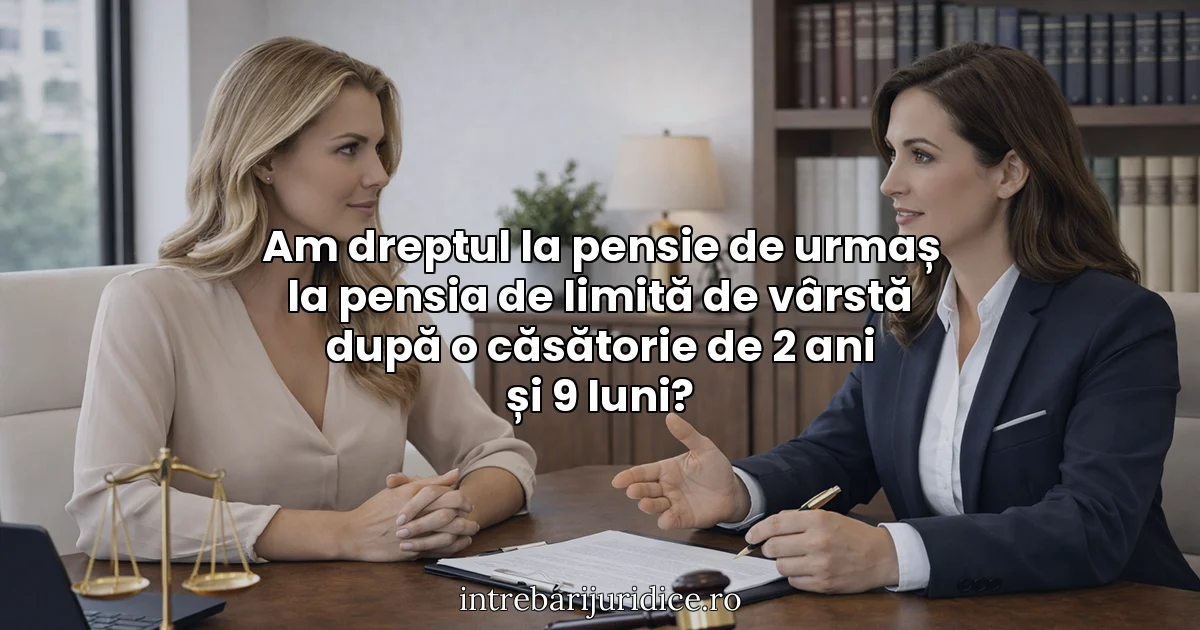 Am dreptul la pensie de urmaș la pensia de limită de vârstă după o căsătorie de 2 ani și 9 luni?