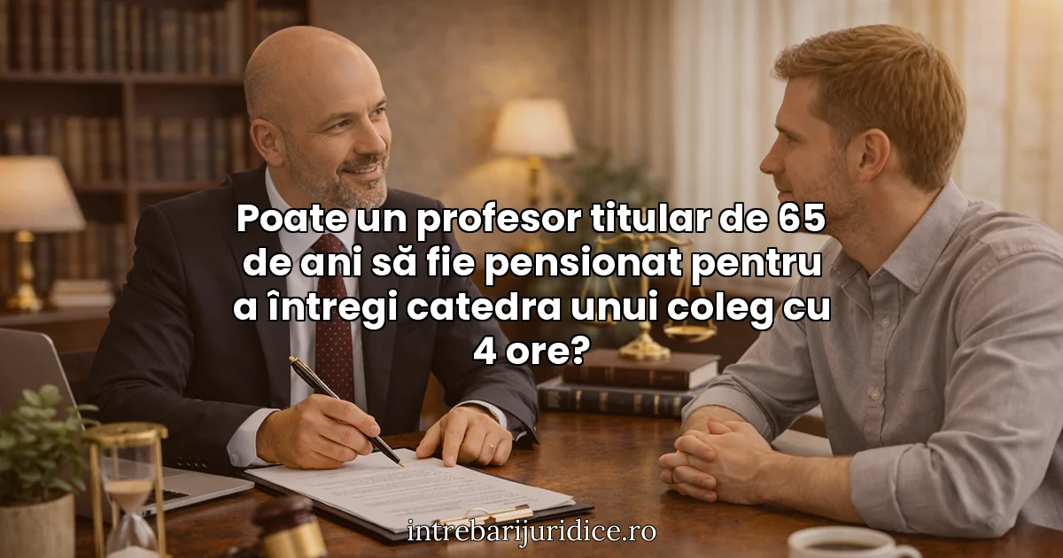 Poate un profesor titular de 65 de ani să fie pensionat pentru a întregi catedra unui coleg cu 4 ore?
