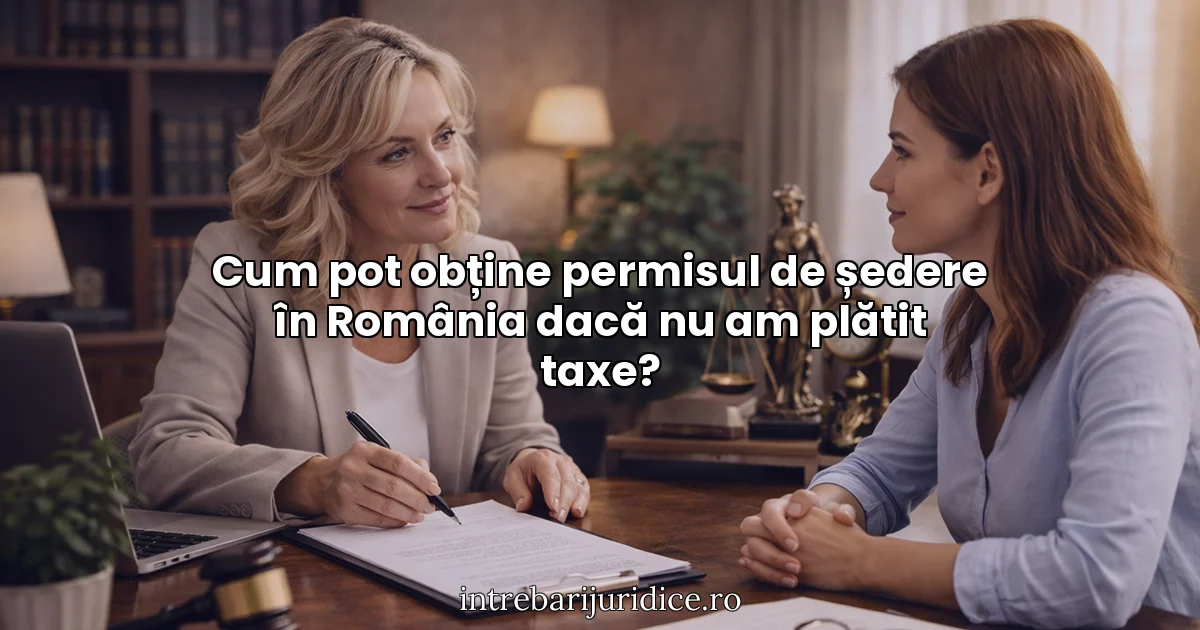 Cum pot obține permisul de ședere în România dacă nu am plătit taxe?