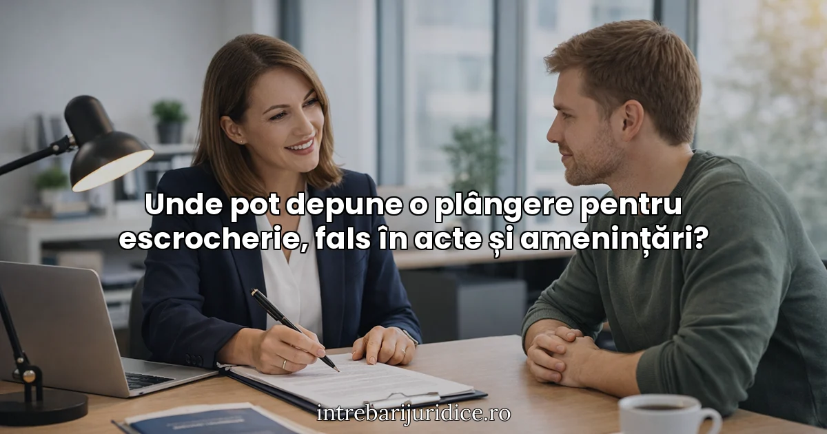 Unde pot depune o plângere pentru escrocherie, fals în acte și amenințări?