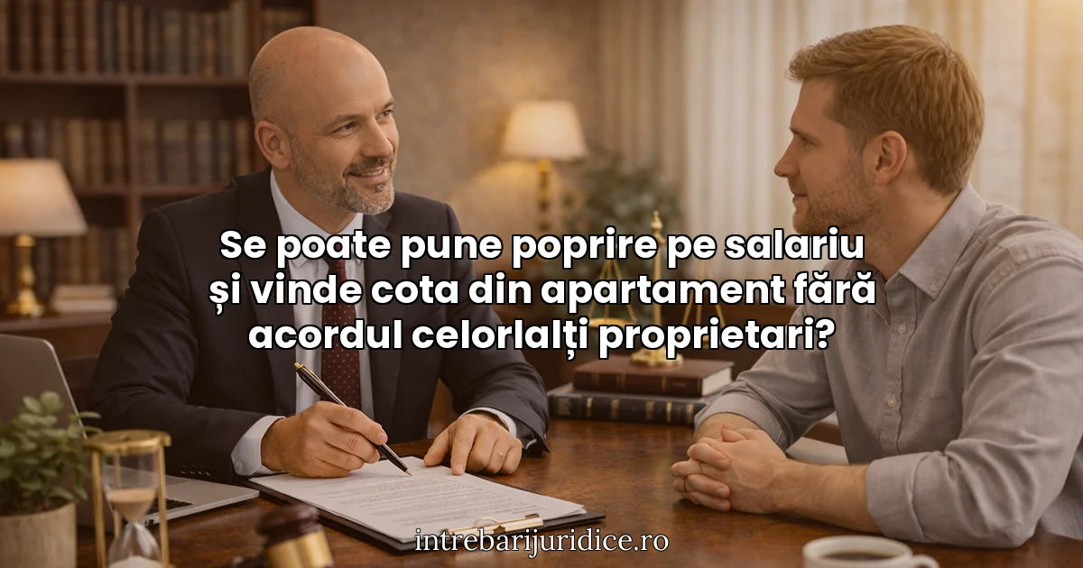 Se poate pune poprire pe salariu și vinde cota din apartament fără acordul celorlalți proprietari?