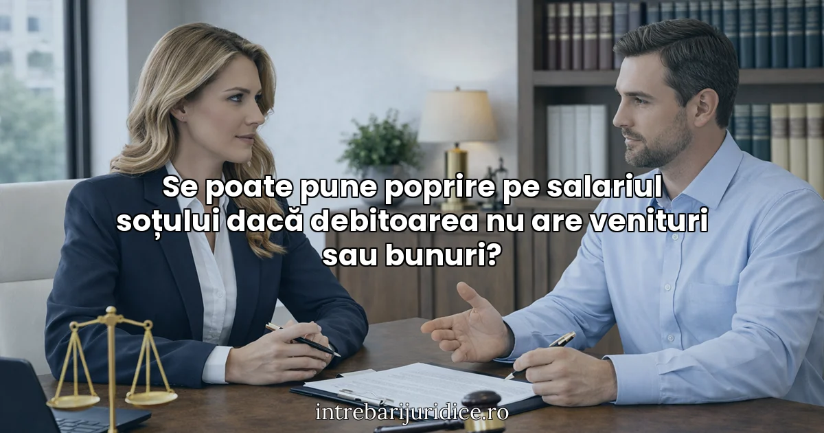 Se poate pune poprire pe salariul soțului dacă debitoarea nu are venituri sau bunuri?