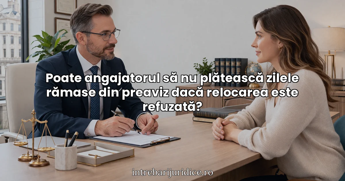 Poate angajatorul să nu plătească zilele rămase din preaviz dacă relocarea este refuzată?
