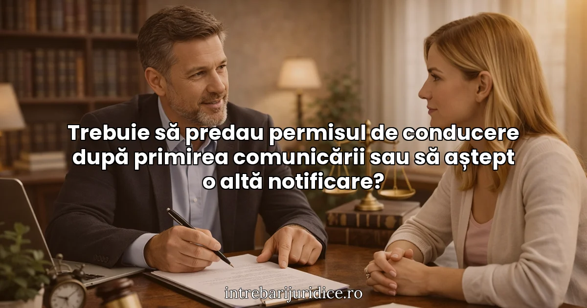 Trebuie să predau permisul de conducere după primirea comunicării sau să aștept o altă notificare?
