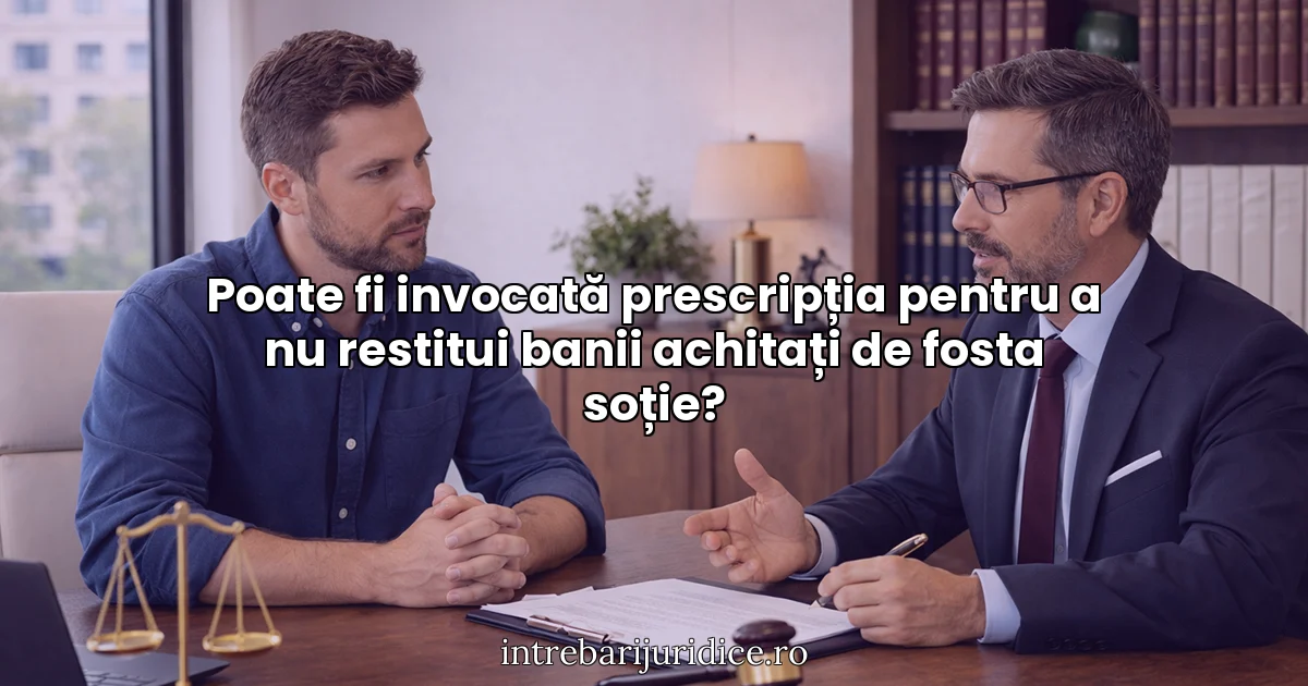 Poate fi invocată prescripția pentru a nu restitui banii achitați de fosta soție?