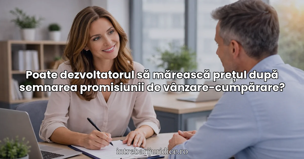 Poate dezvoltatorul să mărească prețul după semnarea promisiunii de vânzare-cumpărare?