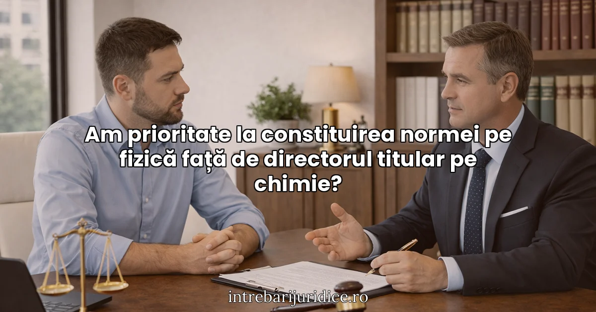 Am prioritate la constituirea normei pe fizică față de directorul titular pe chimie?
