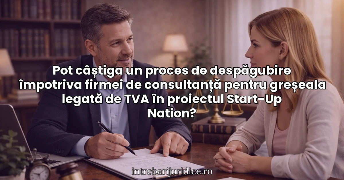 Pot câștiga un proces de despăgubire împotriva firmei de consultanță pentru greșeala legată de TVA în proiectul Start-Up Nation?