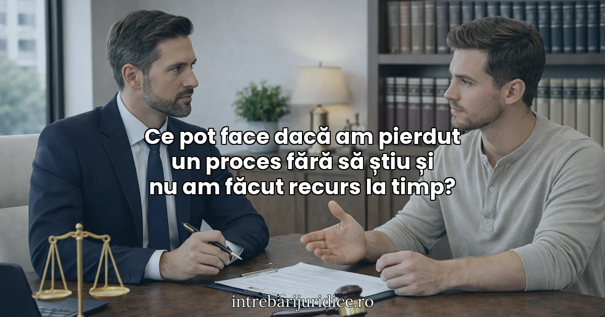 Ce pot face dacă am pierdut un proces fără să știu și nu am făcut recurs la timp?