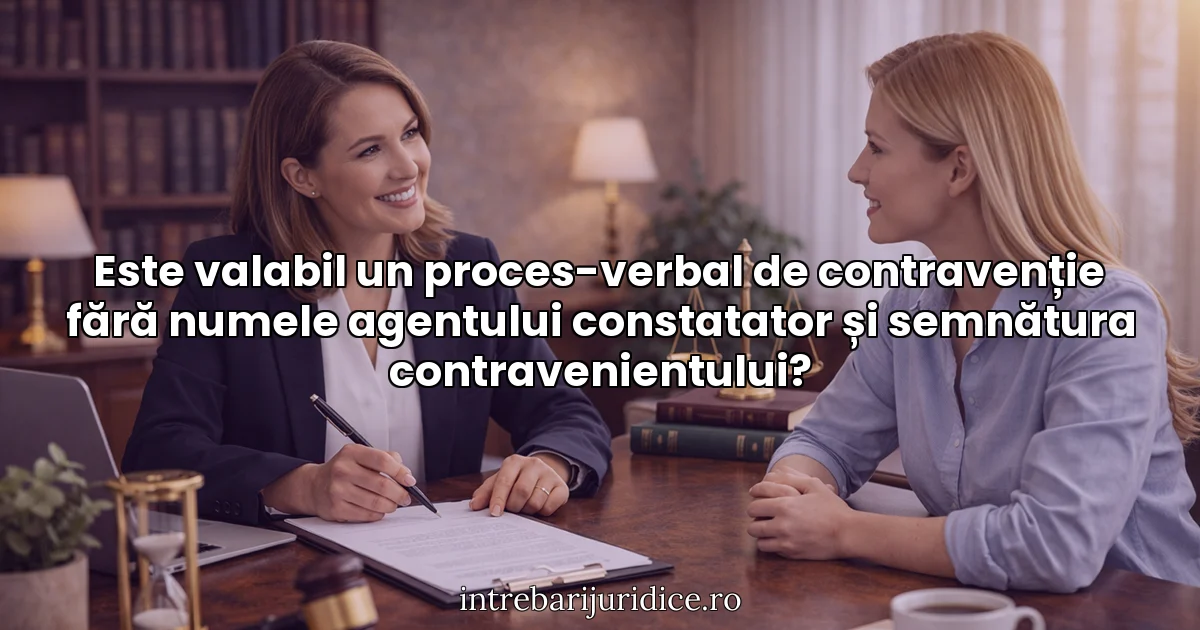 Este valabil un proces-verbal de contravenție fără numele agentului constatator și semnătura contravenientului?